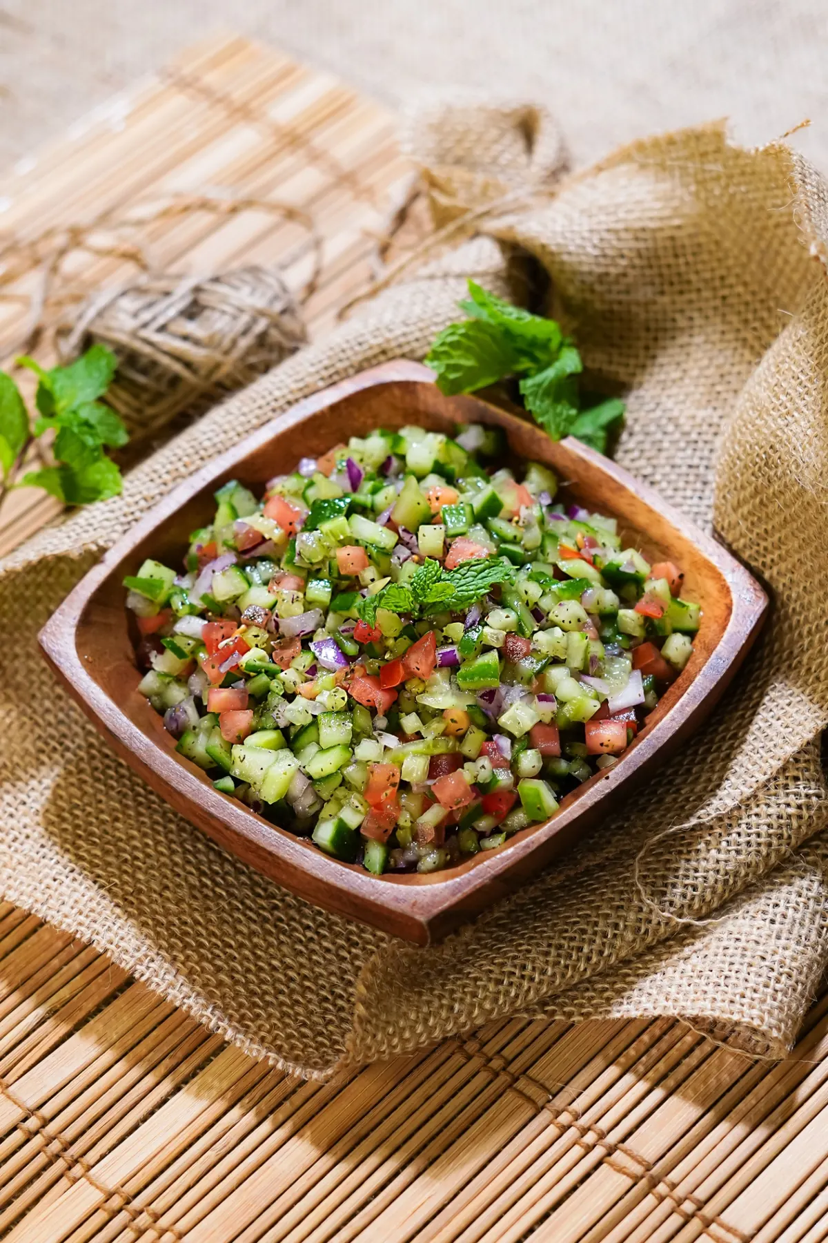 Salad Shirazi — cucumber, tomato, herbs